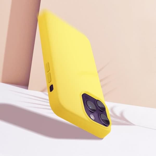 iPhone 14 Pro Hybridfodral Halvstyvt Tunt Ljus Interiör Mjuk Moxie gul