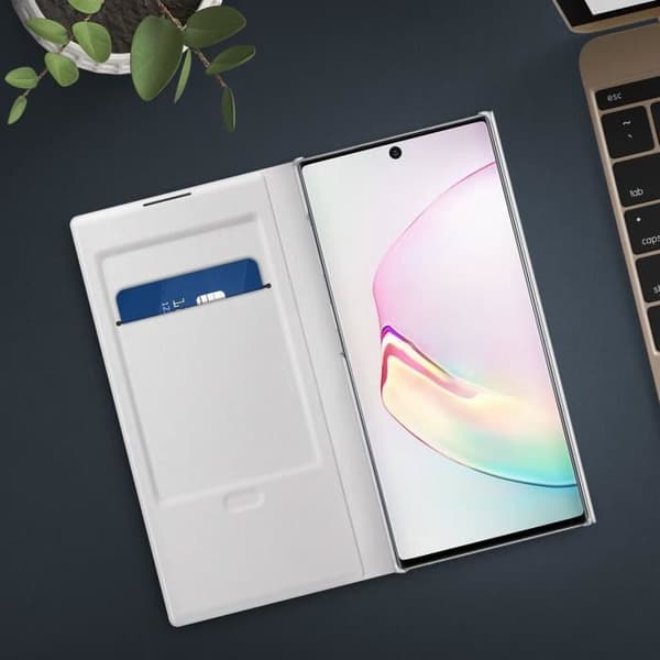 Hölster - Samsung - Galaxy Note 10 - Kreditkortfodral - LED View Cover - Vit