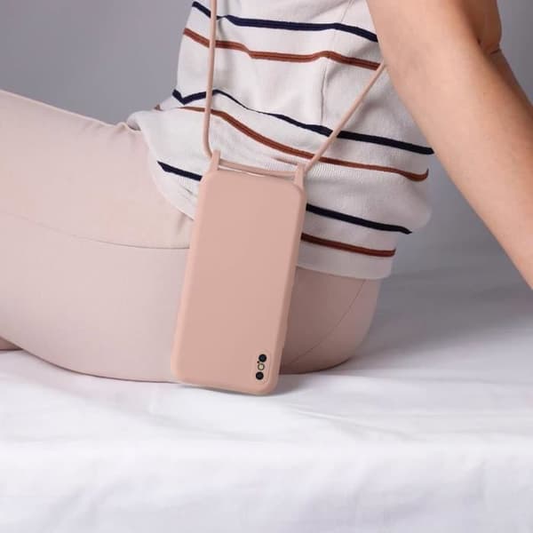 Coque iPhone XS Max - AVIZAR - Semi-rigid - Justerbar nylon snor 80cm - Rosa - Unisex