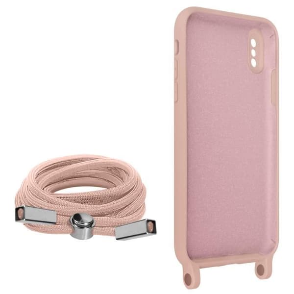 Coque iPhone XS Max - AVIZAR - Semi-rigid - Justerbar nylon snor 80cm - Rosa - Unisex