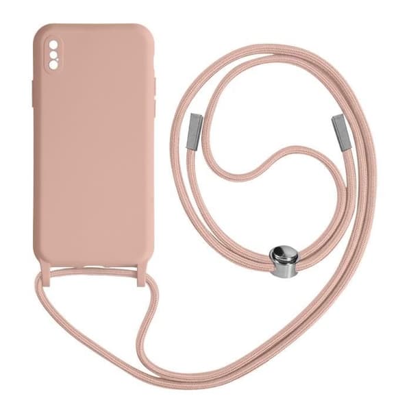 Coque iPhone XS Max - AVIZAR - Semi-rigid - Justerbar nylon snor 80cm - Rosa - Unisex