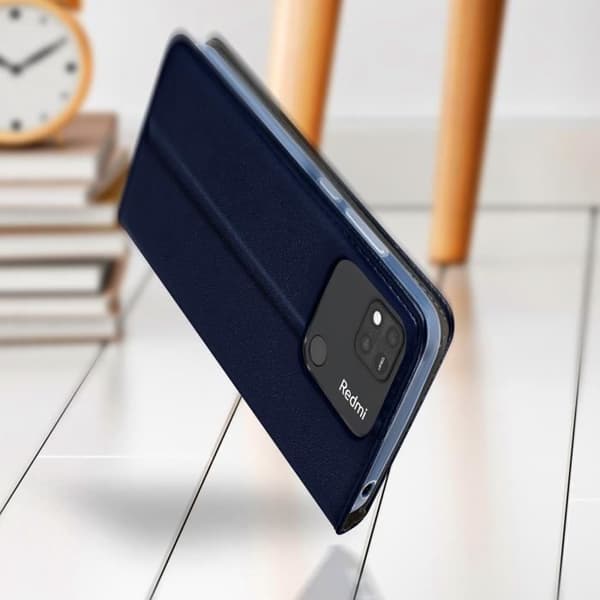 Xiaomi Redmi 10A Fodral - AVIZAR - Hållare för videostödskort - Magnetisk flip - Midnattsblå