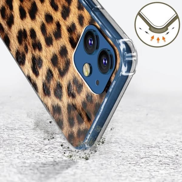 Guess Orange Leopard Mönster Halskedja iPhone 12 och 12 Pro Fodral