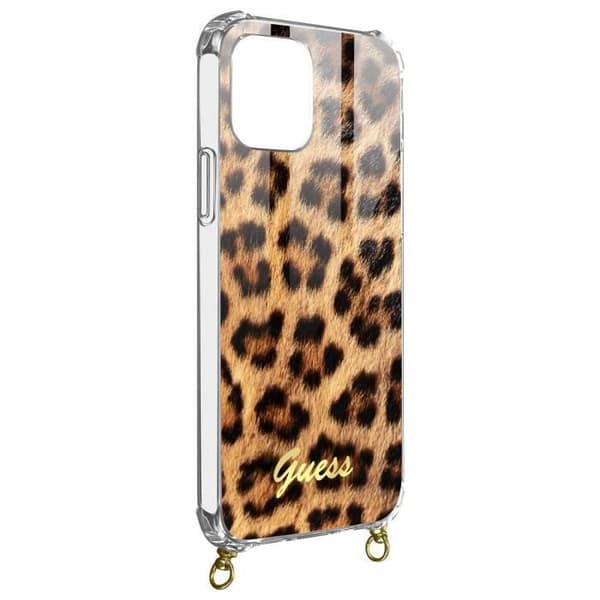 Guess Orange Leopard Mönster Halskedja iPhone 12 och 12 Pro Fodral