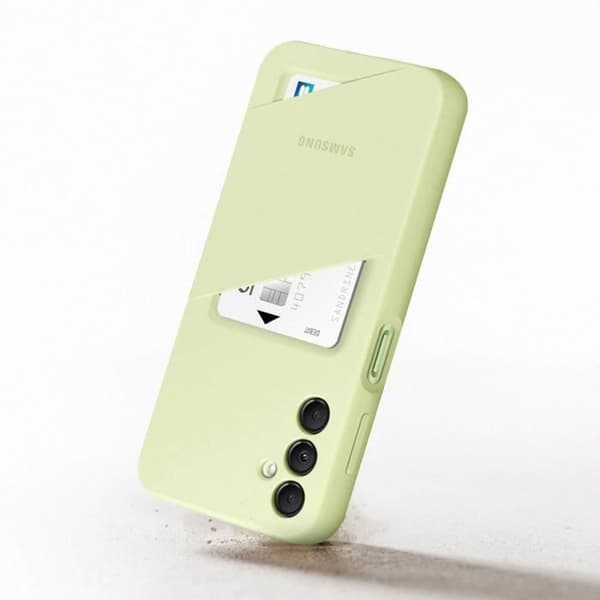 Original Samsung A14 4G och 5G Silikonfodral Kortplats Korthållare Limegrön