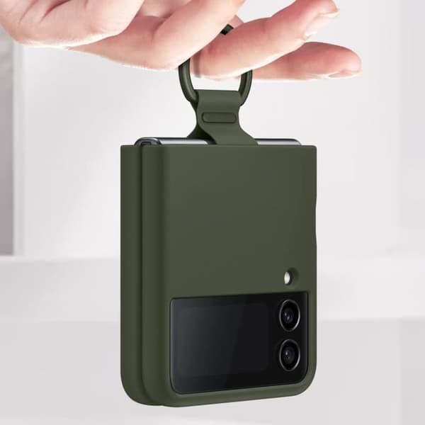 Samsung Galaxy Z Flip 4 Gel Silikonfodral med ring Original Samsung Khaki