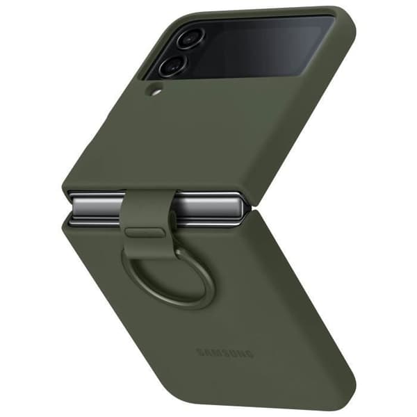 Samsung Galaxy Z Flip 4 Gel Silikonfodral med ring Original Samsung Khaki