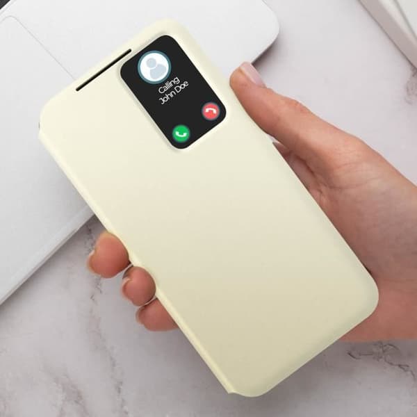 Samsung S23 Plus Fönsterfodral Smart Clear View Cover Original Cream