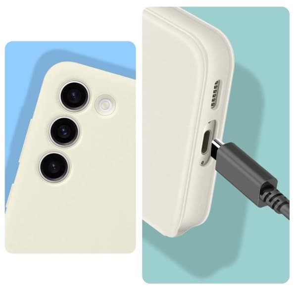 Samsung S23 Plus Fönsterfodral Smart Clear View Cover Original Cream