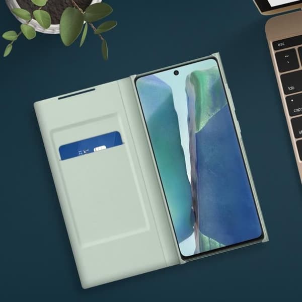 Fodral - Samsung - Galaxy Note 20 - Led View Cover - Grön - Semihårt - Taktile