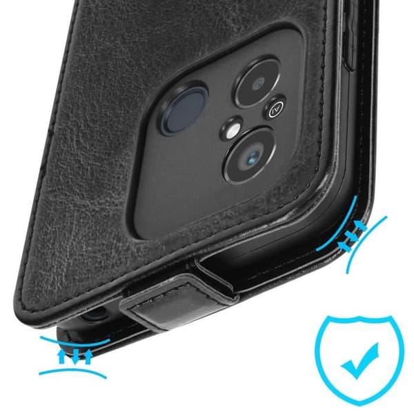 Fodral till Xiaomi Redmi 12C - AVIZAR - Magnetisk vertikal flip - Svart - Korthållare