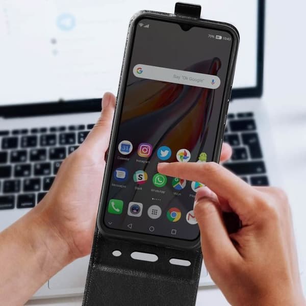 Fodral till Xiaomi Redmi 12C - AVIZAR - Magnetisk vertikal flip - Svart - Korthållare
