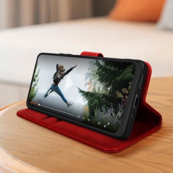 Fodral för Xiaomi Redmi Note 12 5G och Poco X5 Pro - AVIZAR - Röd - Korthållare - Videostöd
