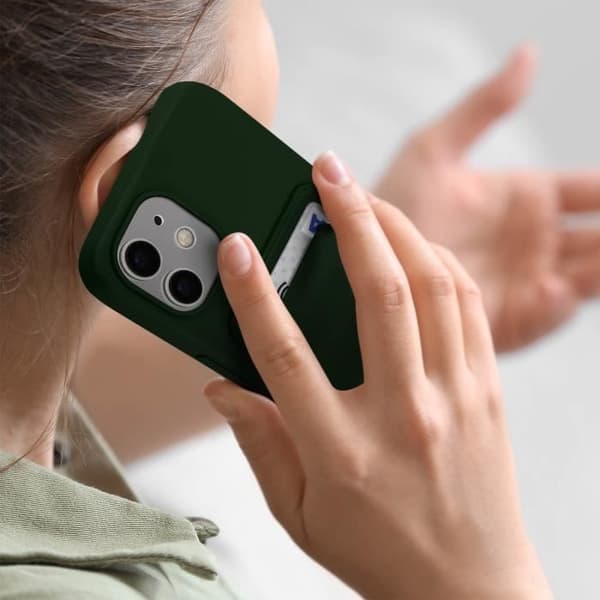 iPhone 12 och 12 Pro Soft Silikonfodral Korthållare Forcell Green