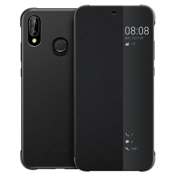 Huawei P20 Lite Smart View Cover Folio Fodral - HUAWEI - Svart - Flik - Syntet - Matt - Blandat