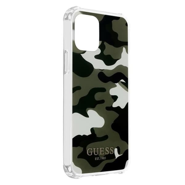 iPhone 12 och 12 Pro Fodral med handledsrem Guess Green Camouflage Pattern Green