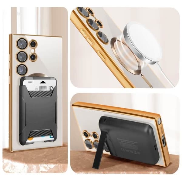MagSafe fodral för Samsung S23 Ultra kameraskydd Transparent / Guld