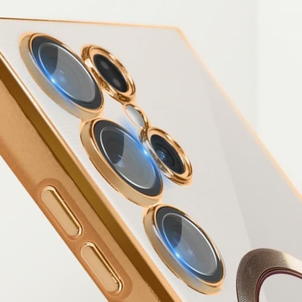 MagSafe fodral för Samsung S23 Ultra kameraskydd Transparent / Guld