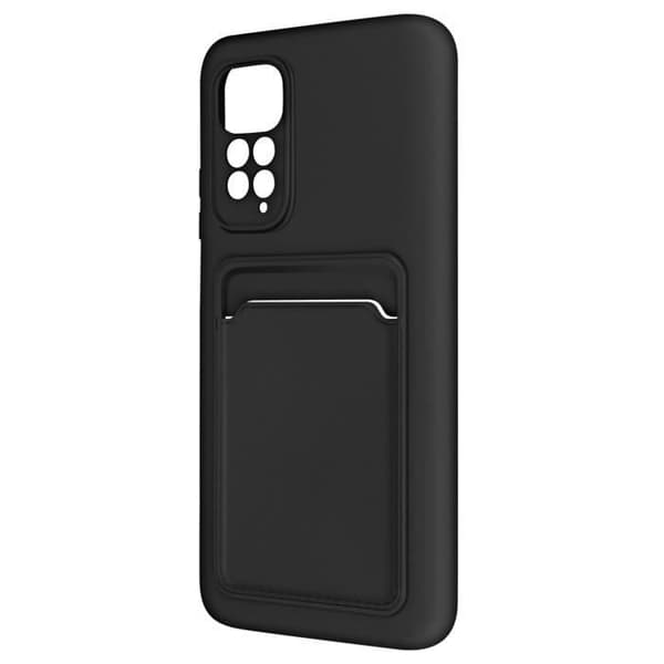 Fodral - FORCELL - Xiaomi Redmi Note 11 och 11s - Mjuk silikon - Integrerad korthållare - Svart
