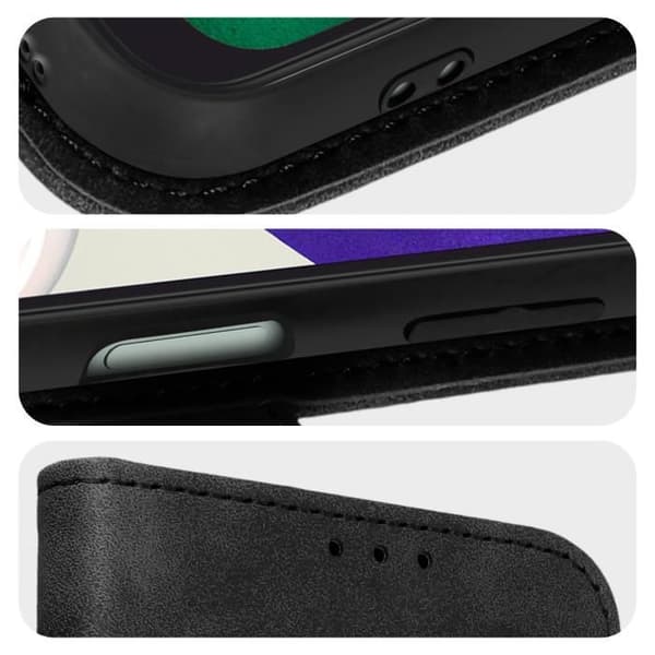 Samsung Galaxy A22 5G Fodral - FORCELL - Tender Book - Mockaeffekt - Plånbok - Videosupport - Svart