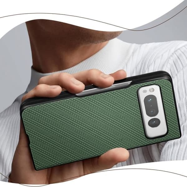 Fodral till Google Pixel Fold - AVIZAR - Carbon Style - Grön