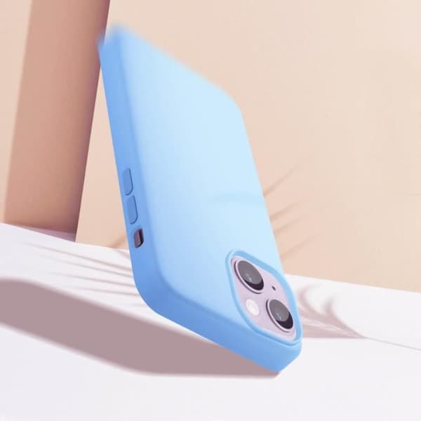 iPhone 14 Hybridfodral Halvstyvt Tunt Ljus Interiör Mjuk Moxie stålblå