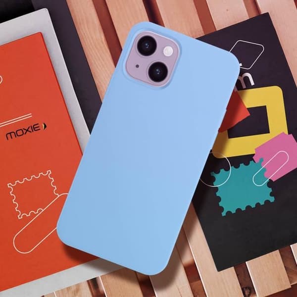 iPhone 14 Hybridfodral Halvstyvt Tunt Ljus Interiör Mjuk Moxie stålblå
