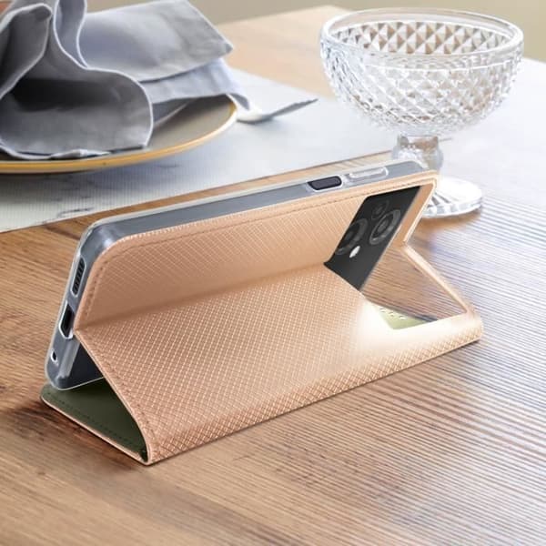 Fodral till Xiaomi Poco M5 - AVIZAR - Magnetisk flipkorthållare - Rosa - Stel - Syntet