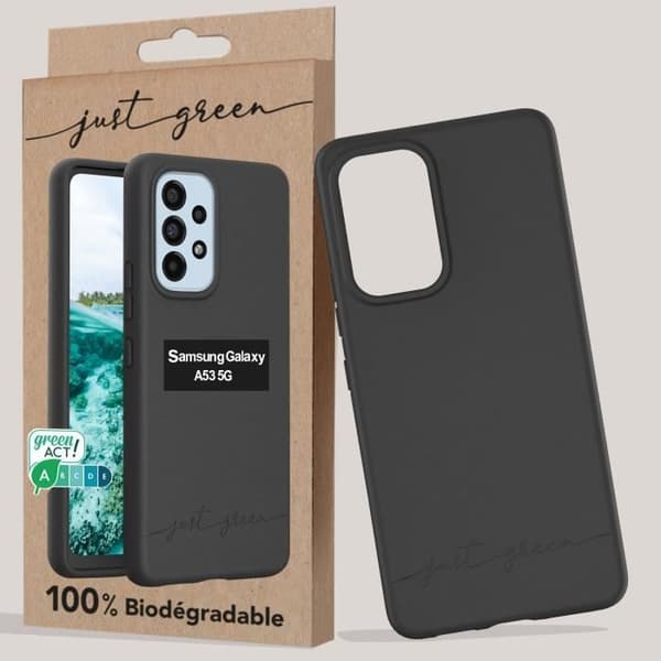 Fodral till Samsung Galaxy A53 - JUST GREEN - Svart - Ekologisk - Biologiskt nedbrytbar - Komposterbar