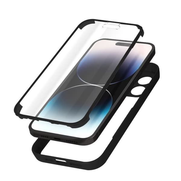 Skal till iPhone 14 Pro Max - AVIZAR - Plexiglas baksida - Polymer framsida - Svart