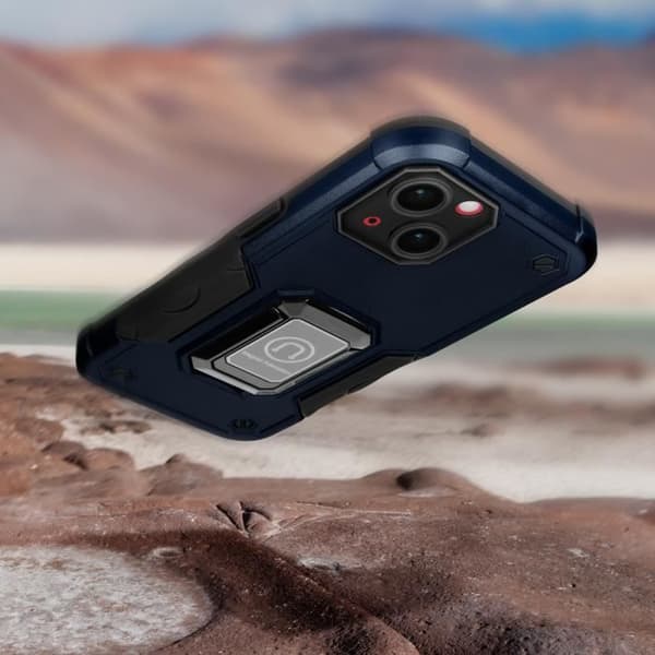 AVIZAR Stötsäkert skyddsfodral till iPhone 14 - Blå - Magnetisk ringhållare