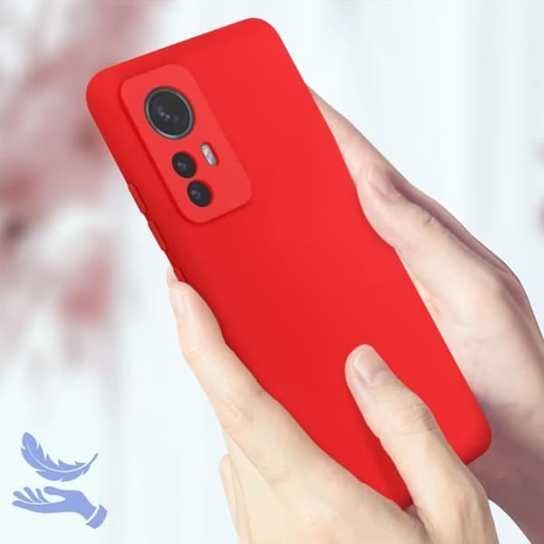 Skyddsfodral - AVIZAR - Xiaomi 12T och 12T Pro - Halvstyv silikon - Soft-touch finish - Röd