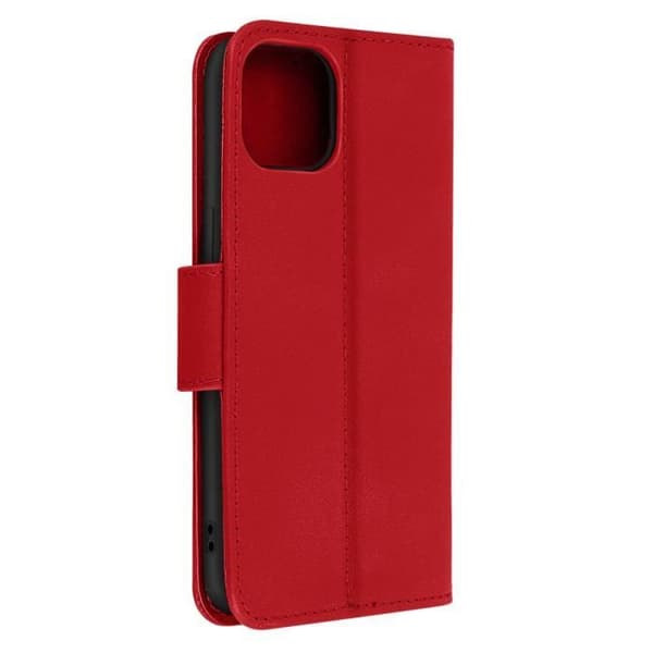 iPhone 14 Plus Fodral AVIZAR Premium Läder Röd - Korthållare och videostödfunktion