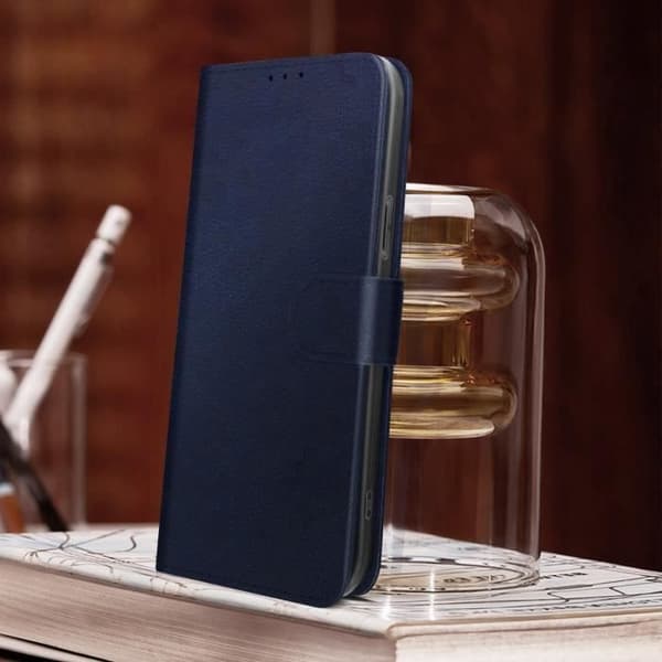 AVIZAR iPhone 14 Pro Fodral - Chesterfield-modell - Videostödfunktion - Midnattsblå