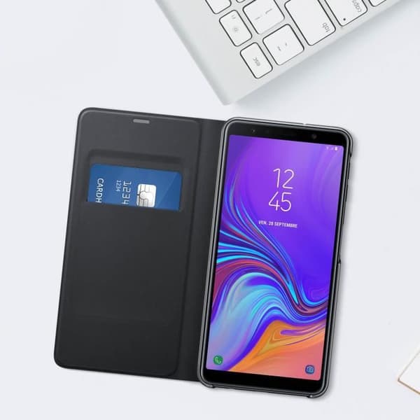 Hus - Samsung - Galaxy A7 2018 - Flip-etui - Plånbok - Svart