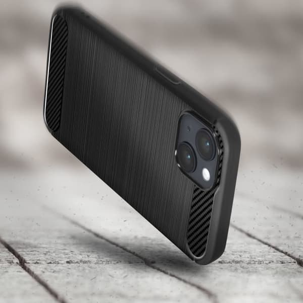 Skal till iPhone 14 - AVIZAR - Förstärkt mjuk - Svart borstad effekt - Skydd mot stötar och repor