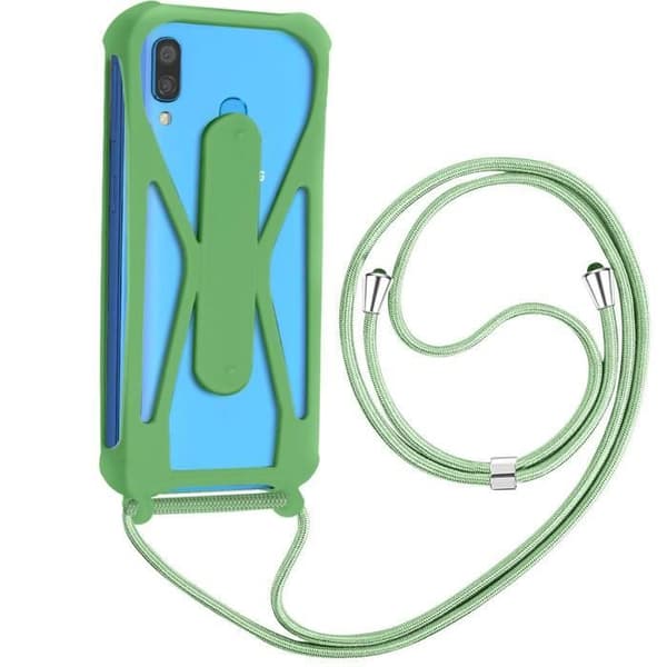 Universal Smartphone Lanyard Silikon stötfångare Stöd ljusgrön