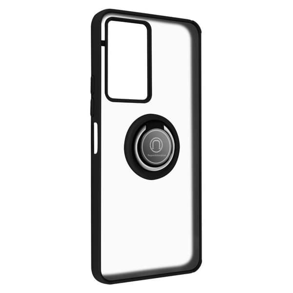Vivo Y76 5G Fodral Bi-material Metal Ring Video Support svart