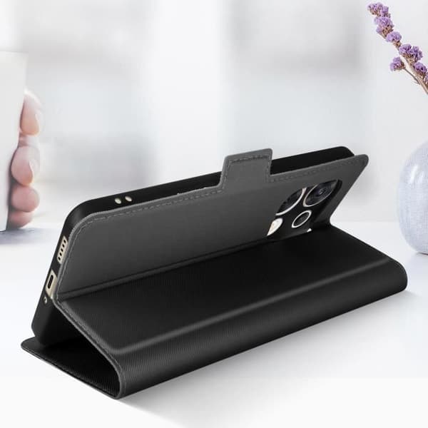 Oppo Reno 8 5G Plånboksstativ Fodral Ultra-Slim Ribbed Finish Svart/Grå