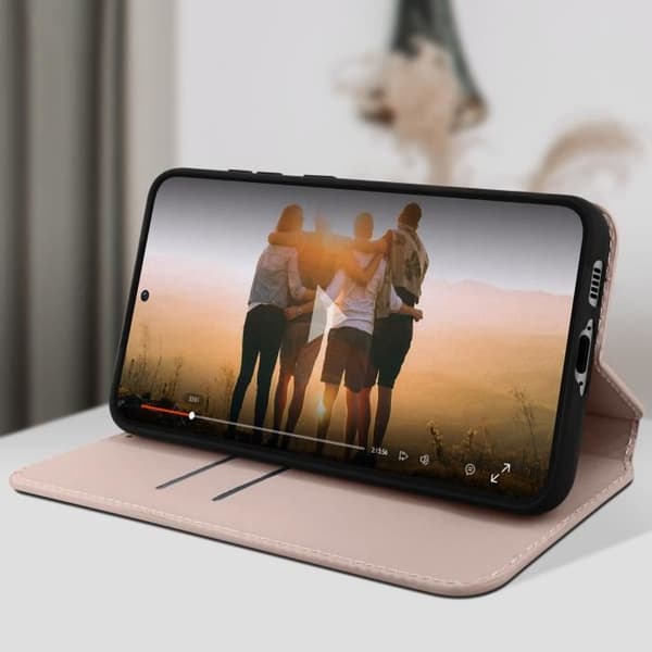 Fodral till Samsung Galaxy S23 Plus - AVIZAR - Flip Card Hållare Video Support - Rosa
