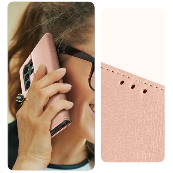 Hållare - Samsung - Galaxy S23 Ultra - Plånbok - Videostöd - Rosa
