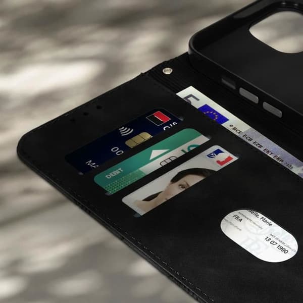 iPhone 14 Plus Fodral - AVIZAR - Plånbok och videohållare - Svart - Magnetisk stängning