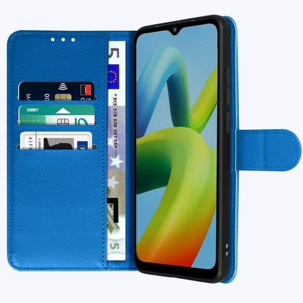 AVIZAR plånboksfodral till Xiaomi Redmi A1 - Blå - Videostöd - Sprucket utseende