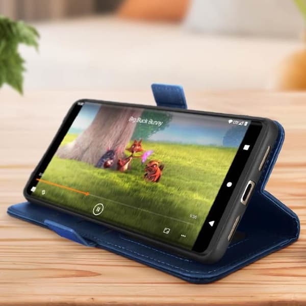 AVIZAR Plånboksfodral för Google Pixel 7 Pro - Blå - Dubbel magnetisk flik - Videostödfunktion