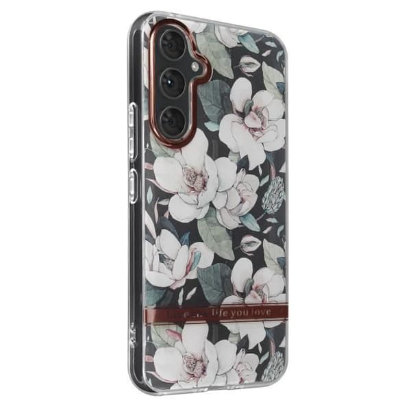 AVIZAR Skyddsfodral för Samsung Galaxy A54 5G - Blomstertryck - Rosa - Elegant snöre