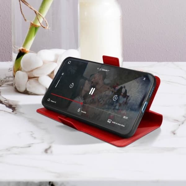 AVIZAR-fodral för Xiaomi Redmi Note 12 5G - Röd - Dubbel magnetisk flik - Videostödfunktion
