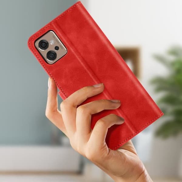 AVIZAR Plånboksfodral till Motorola Moto G32 - Röd - Videostödsfunktion