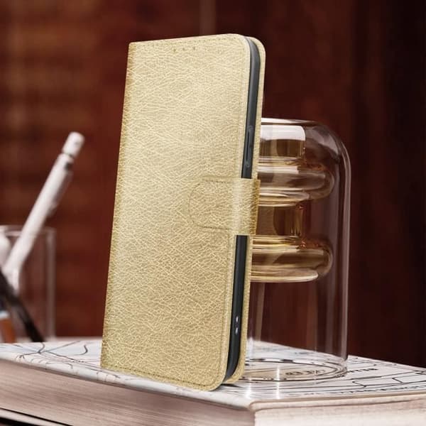 iPhone 14 Plus-fodral - AVIZAR - Chesterfield - Videostödfunktion - Gul - Matt - Blandat