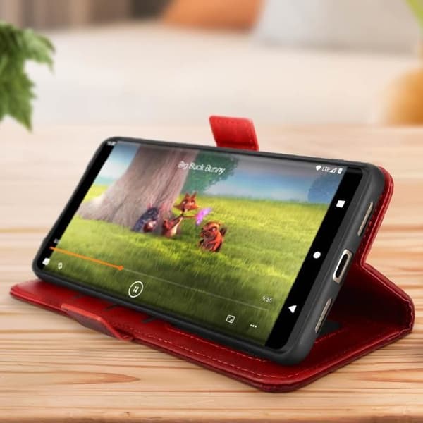 AVIZAR Plånboksfodral för Google Pixel 7 Pro - Röd - Dubbel magnetisk flik - Videostödsfunktion