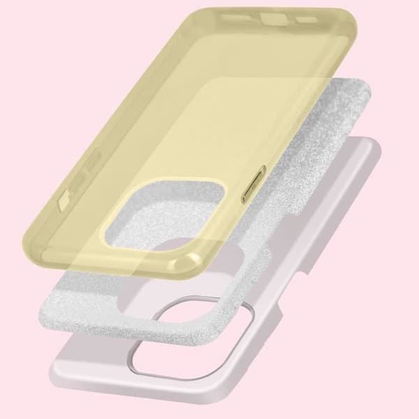 iPhone 14 Plus Glitter Avtagbart halvstyvt silikonfodral Guld - AVIZAR - Gul - Blandat